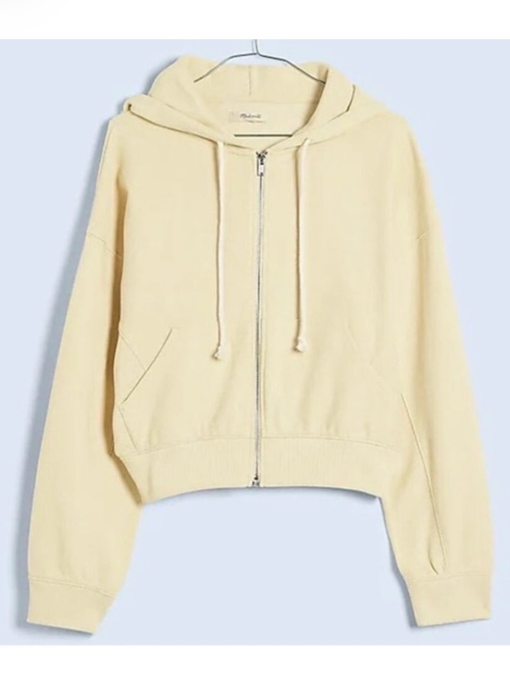 Madewell pale yellow Zip-Up cropped hoodie